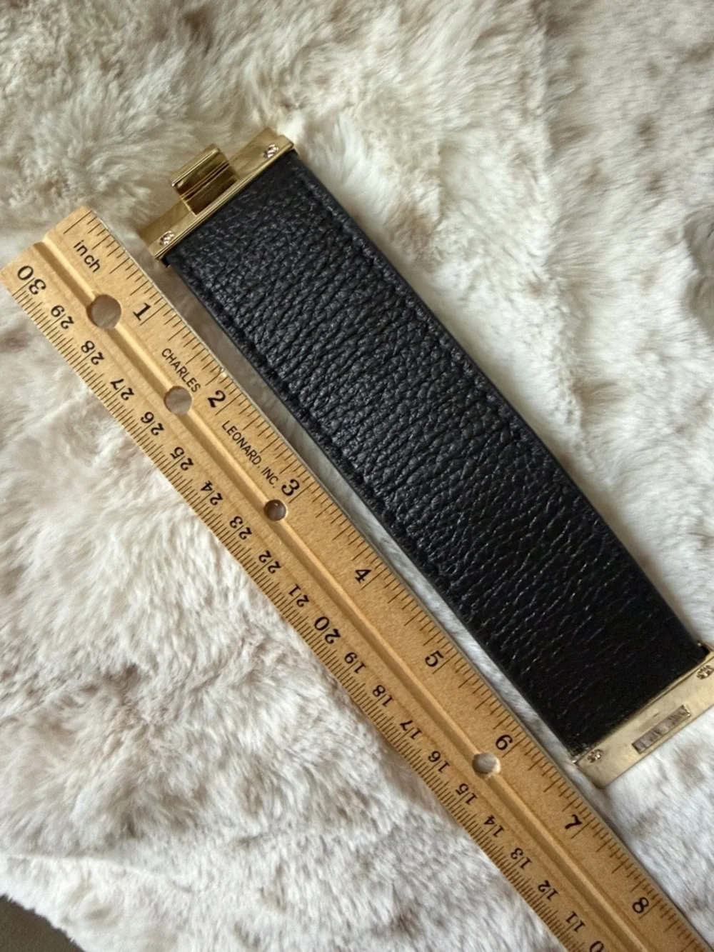 Black Faux Leather Cuff Bracelet With Gold-Tone Clasp (NWOT)
